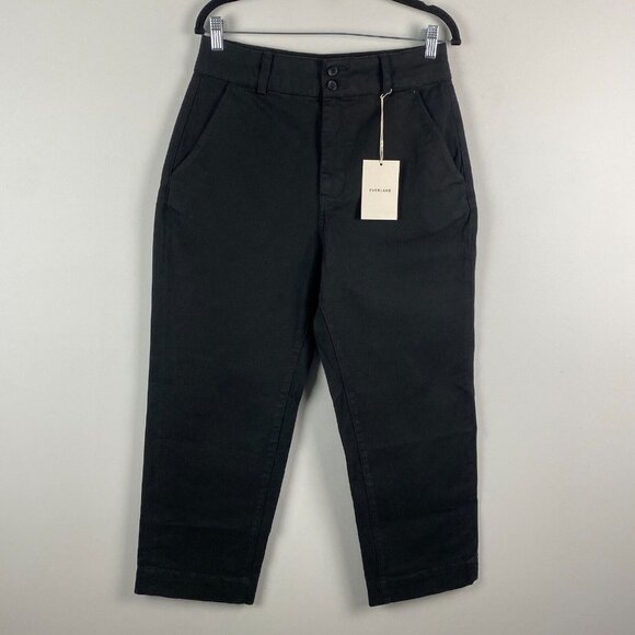 Everlane The Organic Cotton Straight-Leg Pants Size 10 Black - Picture 1 of 10